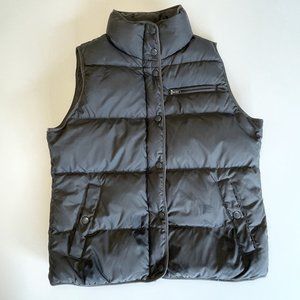 J Crew Quilted Zip Snap Front Puffer Vest In Charcoal Grey/Gray